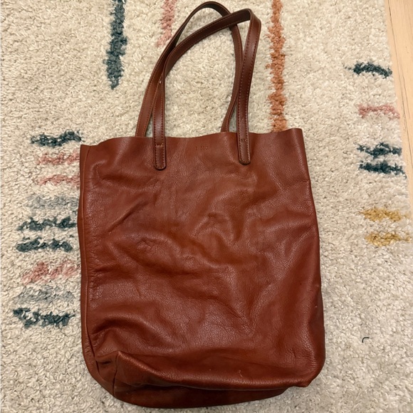 Baggu Leather Tote in Saddle Brown - Picture 2 of 7
